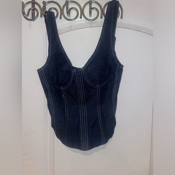 New! Superdown Aida Denim Bustier in Dark Wash 💙 Small NWT! - Picture 7 of 12